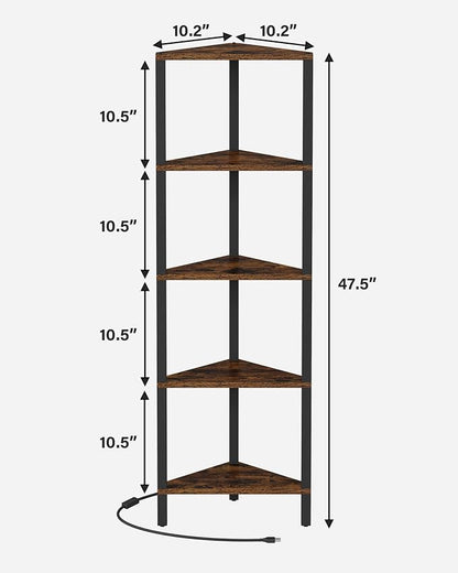 TUTOTAK Corner Shelf with LED Light, 5-Tier Corner Bookshelf - Image 2