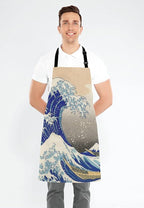 Hokusai The Great Wave Bib Apron with Adjustable Neck for Men Women,Suitable for Home Kitchen Cooking Waitress Chef Grill Bistro Baking Apron