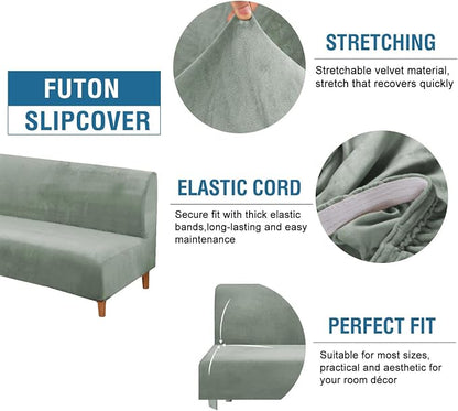 H.VERSAILTEX Real Velvet Futon Cover Armless Sofa Covers Sofa Bed Covers - Image 2