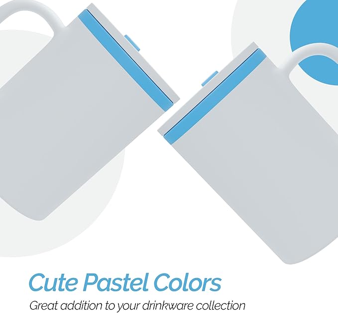 Copco Iconic 16oz Double Wall Insulated Desk Mug with Lid & Handle, Set of 2, BPA-Free Reusable Plastic, Spill-Proof, Microwave & Dishwasher Safe, Wide Mouth, Cup Holder Friendly (Teal)