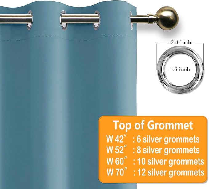 Blackout Curtains for Bedroom, Stone Blue 42 x 45 Inch, 2 Panels | Thermal - Image 5