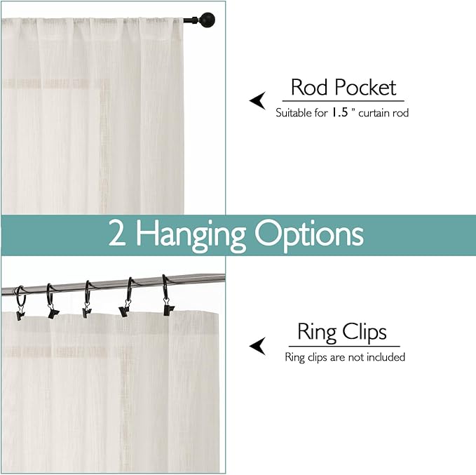 Chyhomenyc Semi Sheer Curtains 84 Inches Long 2 Panels Set, Light Filtering - Image 4