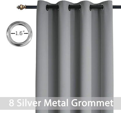 Yakamok Grey Room Darkening Curtains 52x54 inch Gray Grommet-Living Room | 2 - Image 3