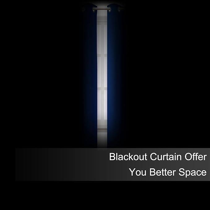 Blackout Curtains 52 x 72 inch/Royal Blue Curtains Set of 2 Panels/Thermal - Image 3