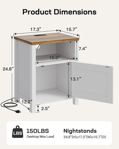 Marsail Farmhouse Nightstand, Wood Bedside Table - Image 2