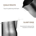 MHW-3BOMBER Milk Frothing Pitcher 450ml/15.2oz Milk Frother Cup Espresso Steaming Pitcher Stainless Steel Milk Frother Cup Barista Latte Art Round Spout Milk Jug, Silver spot P6003SS-OS