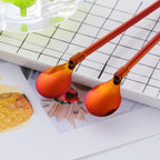 Straw Spoon, 8PCS 8.5inch Orange Red 18/8(304) Stainless Steel Metal Straws Reusable + 2 Brushes