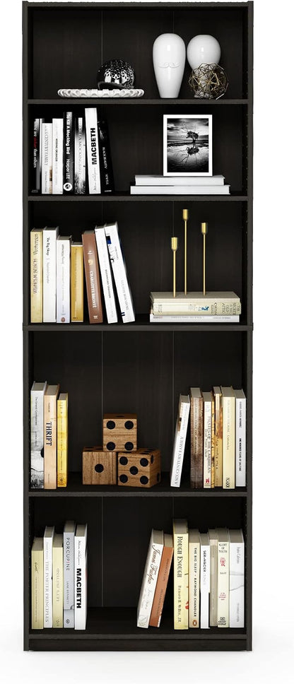 Furinno Jaya Book Shelf, 5-Tier Bookshelf, Tall Standing Bookcase - Image 6