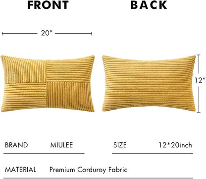 MIULEE Golden Mustard Decorative Lumbar Throw Pillow Covers 12x20 in 2 Pack | - Image 6