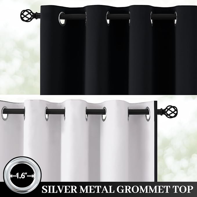 Yakamok Black 100% Blackout Curtains 84 Inches Long - Image 2