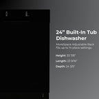 Kenmore 24" Built-in Stainless Steel Tub Dishwasher SmartWash, UltraWash, SmartDry Plus, MoreSpace Adjustable Rack and Leak Detect, Energy Star Certified, Black