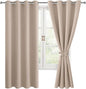 Blackout Curtains for Bedroom, 52 x 63 Inches Length Camel 2 Panels | Thermal by Hiasan