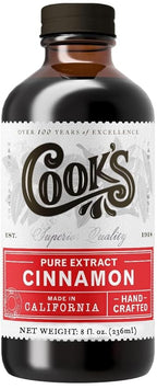 Cook's Pure Cinnamon Extract Made From Fine Ceylon Cinnamon, Premium All Natural Cinnamon Extract for Baking, Cooking, Beverages and Candies, 8 oz