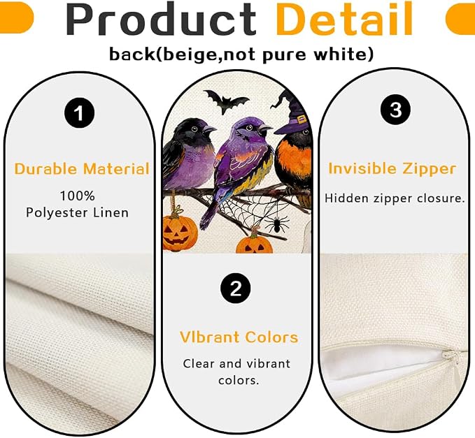 RABUSOFA Halloween Pillow Covers 18x18 Inch Halloween Decorations - Image 7