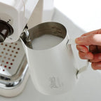 Milk Frothing Pitcher - 350ml/12oz Milk Frother Cup Espresso Steaming Pitcher for Barista, Bincoo SUS304 Stainless Steel Espresso Steaming Pitchers for Latte Art/Cappuccino/Coffee (Black-350ml)