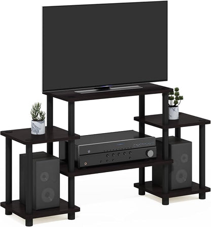 Furinno Turn-N-Tube No Tools Entertainment Center, Square corner, Dark Walnut by Furinno-FitsYourSpaceFitsYourBudget