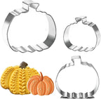 Pumpkin Cookie Cutters Set, 4", 3.22", 2" Large Fall Halloween Thanksgiving Cookie Cutters for Harvest Holiday Decoration Party Supplies