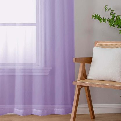 Sheer Lavender Curtains for Bedroom Living Room 63 Inch Length 2 Panels - Image 9