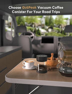 OUTPEAK Neo 2025 Auto Vacuum Coffee Canister, 0.75L for 8.8oz Coffee Beans, One-Button Operation, Small Airtight Coffee Canister with Scoop, Coffee Storage Container Clear Glass (Champion's Choice)