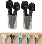 2 SET of 8 PCS Multi-functional sealing clip with measuring spoon Magnetic Coffee Measuring Spoon Sealing Clips with Wall Container Mount, PP materia, Deep Bowl Design (Black)