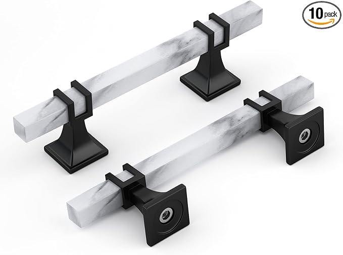 Rergy Cabinet Handles Marble Drawer Pulls and Knobs, T-Bar Hardware by Rergy
