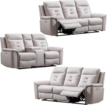 ANJ 3-Piece Faux Leather Power Recliner Sofa Set - Image 8