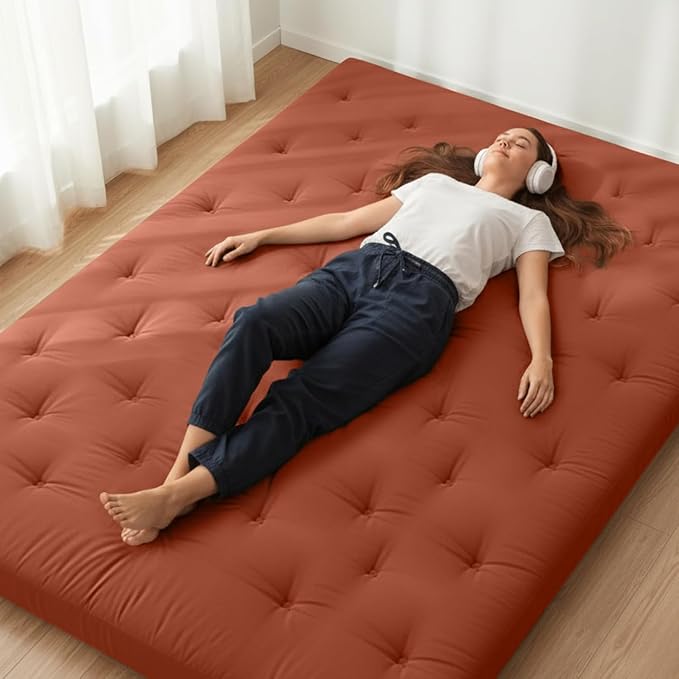 ZonLi Japanese Floor Futon Mattress Queen Size 80"x 60", 100% Cotton Cover 4'' by Zonli
