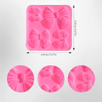 Bow Molds for Chocolate 4 PCS,Bow Chocolate Molds Silicone DIY Baking Supplies,for Chocolate, Fondant, Ice Cubes, and More(Square+round, Pink, 2.7in)