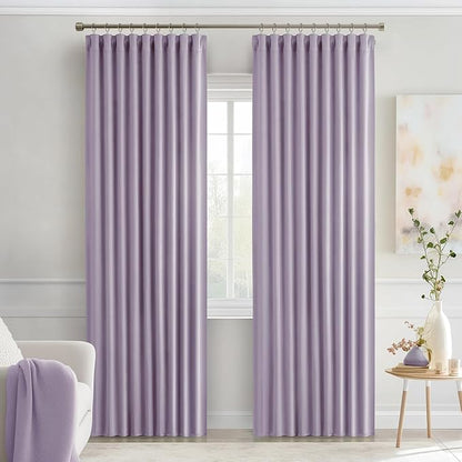 MIULEE Lilac Back Tab Blackout Curtains 52x72 Inches Long 2 Panels Set | Rod - Image 9