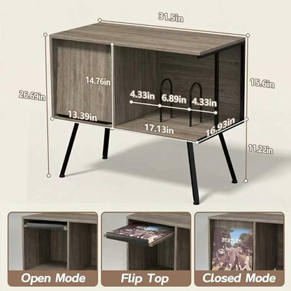 Faesun Flip Top Record Player Stand, Large Turntable Stand Holds up to 150+ - Image 3