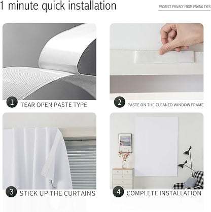 Room Darkening Curtains with Adhesive Backing Tool Free Hanging Window Drapes - Image 4