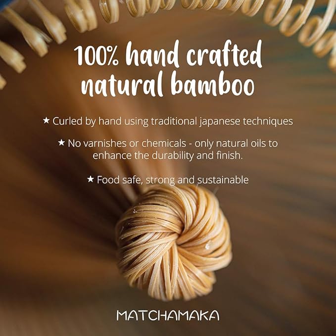 Whisk - Natural Bamboo - MATCHAMAKA 80 Prong Chasen - Traditional Japanese Bamboo Matcha Whisk - Matcha Ceremonial Powder whisk- The Perfect Matcha Green Tea Ceremony Whisk