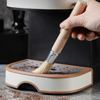 2 PACK Coffee Grinder Cleaning Brush, Espresso Maker/Machine Cleaner Tool for Camping Home Kitchen Barista, Leather Hanging