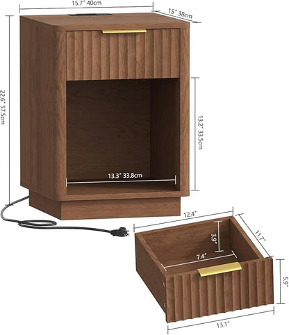 Akxomel Fluted Nightstand, Wooden Night Stand - Image 3