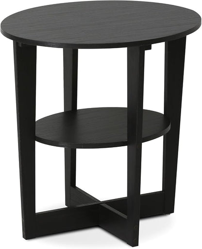 Furinno JAYA Side Table, 2-Tier Round Modern End Table - Image 7