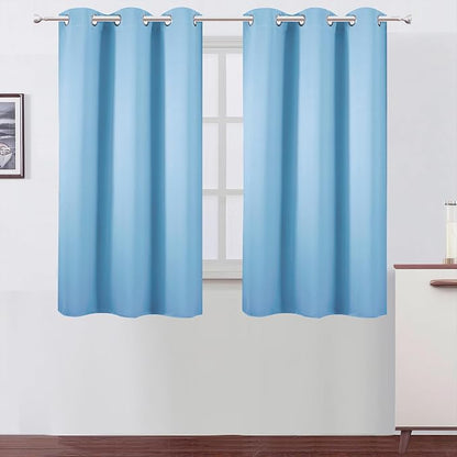 Sky Blue Blackout Curtains 42 x 54 Inch Length Set of 2 Panels Grommet Bedroom by Lemomo