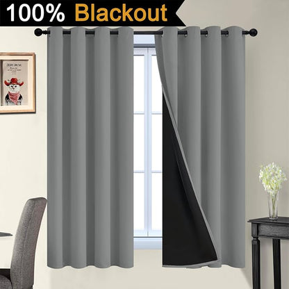 Yakamok Dove Grey 100% Blackout Curtains 63 Inches Long 52" Wide 2 Panel | - Image 2