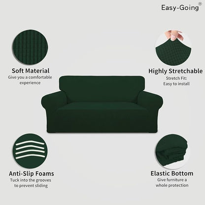 Easy-Going Stretch Oversized Loveseat Couch Covers Washable Dark Green | - Image 3
