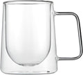 Restaurantware-Forma Professional 10.2 Ounce Double Wall Coffee Mugs, 12 Insulated Coffee Mugs With Handle - Dishwashable, Reusable, Clear Glass Beverage Cups, Freezable, For Hot Or Cold Beverages