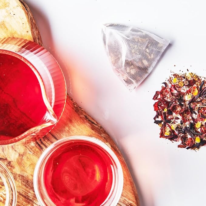 Grace Farms Shine Wellness Organic Tea Blend (50 Pyramid Sachets) | Hydrating Tea For Skin and Detox | Rooibos, Rosehips, Hibiscus, Tulsi, Haritaki | Fairtrade and Kosher | Gives Back 100% of Profits