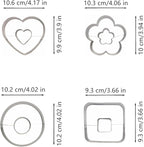Large Size Donut Design Cookie Cutters Set of 4 pcs, Stainless Steel 4 Shapes Cream-filled Doughnut Fondant Cutter Molds Baking DIY (Round + Square + Heart + Flower)