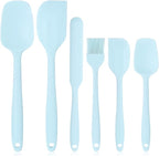 Heat Resistant Silicone Spatulas Set Food Grade Silicone Seamless One Piece Design BPA-Free,Non-Stick,Dishwasher Safe,Cooking and Mixing Set of 6PCS-Blue (Blue)