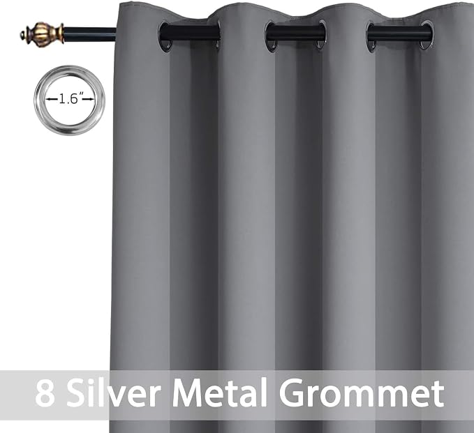 Yakamok Grey Room Darkening Curtains 52x84 inch Gray Grommet-Living Room | 2 - Image 5