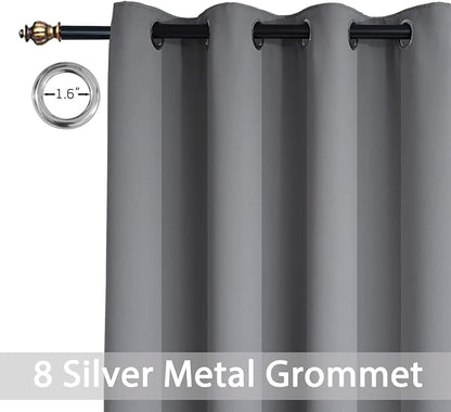 Yakamok Grey Room Darkening Curtains 52x84 inch Gray Grommet-Living Room | 2 - Image 5