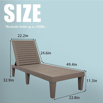 DIMAR GARDEN Outdoor Chaise Lounge, Resin Pool Lounge Chair Waterproof Recliner - Image 3