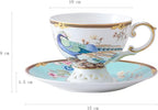 ACMLIFE Bone China Tea Cup and Saucer Set - Bone China Tea Coffee Cup and Saucer Set for 1 Luxury Fine China Tea Cup Set for One Blue Vintage Teacups and Saucers for Women Tea Party or Gift Giving