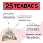 BREWIX, Strawberry Mint Tea Bags (25 Plant Based Tea Bags), Made with - Black Tea, Hibiscus, Spearmint, Fennel, Strawberry | Caffeinated & Sugar-Free