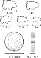 Concha Cutter Mexican bread mold with 5 sizes of pig biscuit cutting machine set, Concha Stamp double-sided mold for baking biscuits (Single sided mold+5 pigs)
