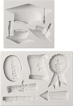 Sakolla Graduation Fondant Molds Silicone Doctoral Cap Diploma Chocolate Candy Molds Congrats Grad Congratulations Mould Cake Toppers Party Decorations for 2025 Graduation Celebration