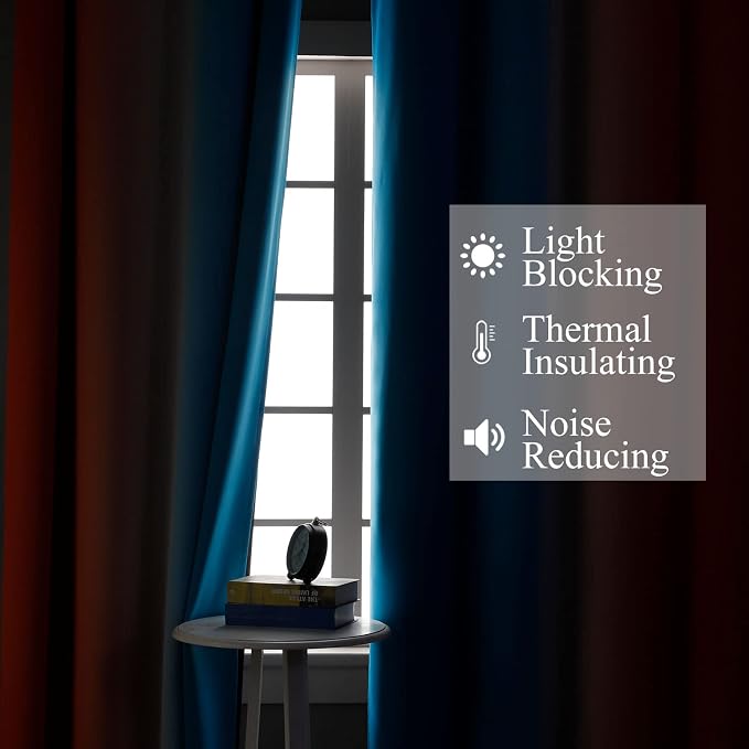Ombre Orange and Blue Blackout Curtains 52Wx45L Inch Long | Gradient Curtains - Image 3